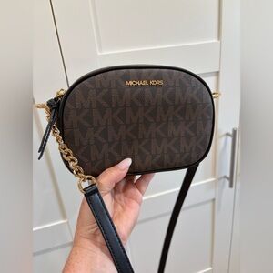 Michael Kors Crossbody purse black and brown monogram NWOT